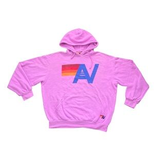 Aviator Nation Pink Hoodie with Multicolor Logo